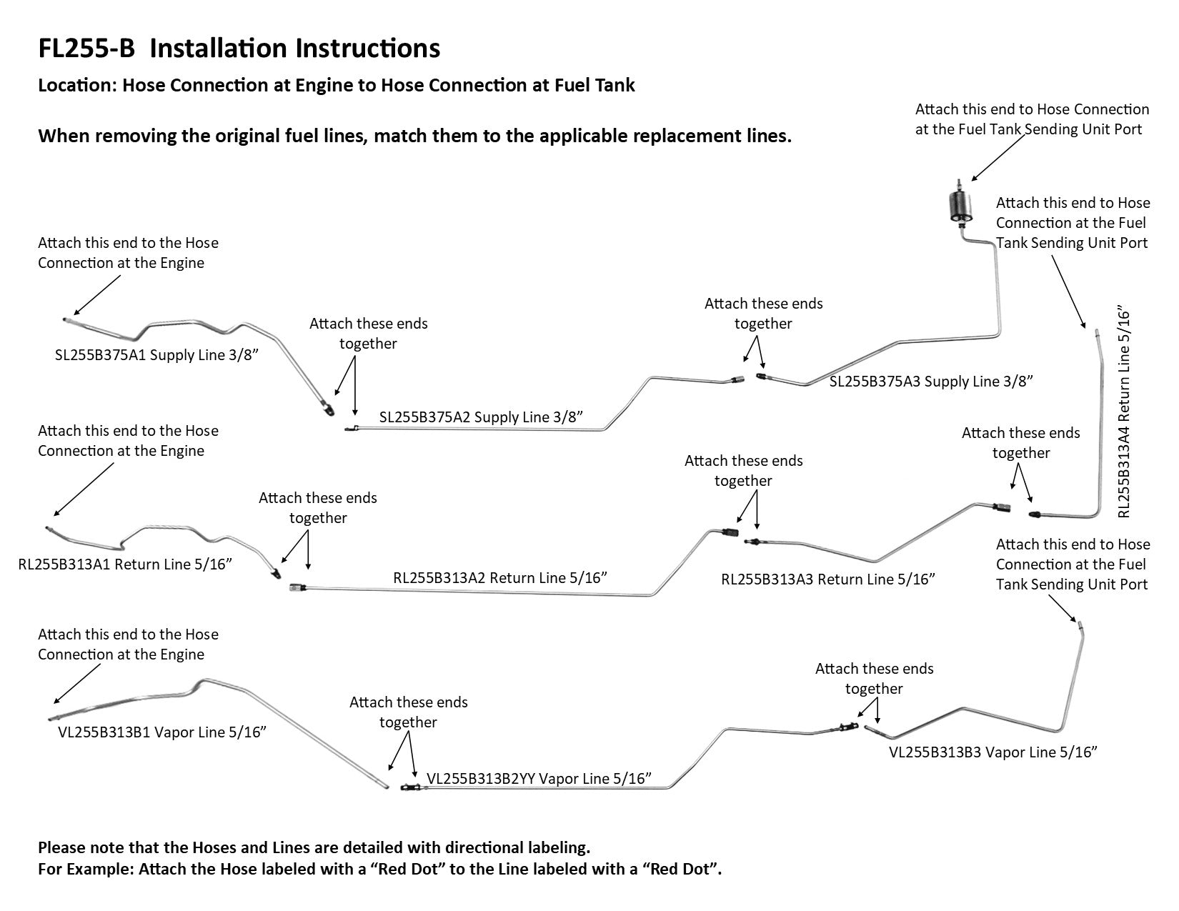 Chevy Cavalier Z24 Fuel Line Set 2000 2 Door 2.4L FL255-B6A