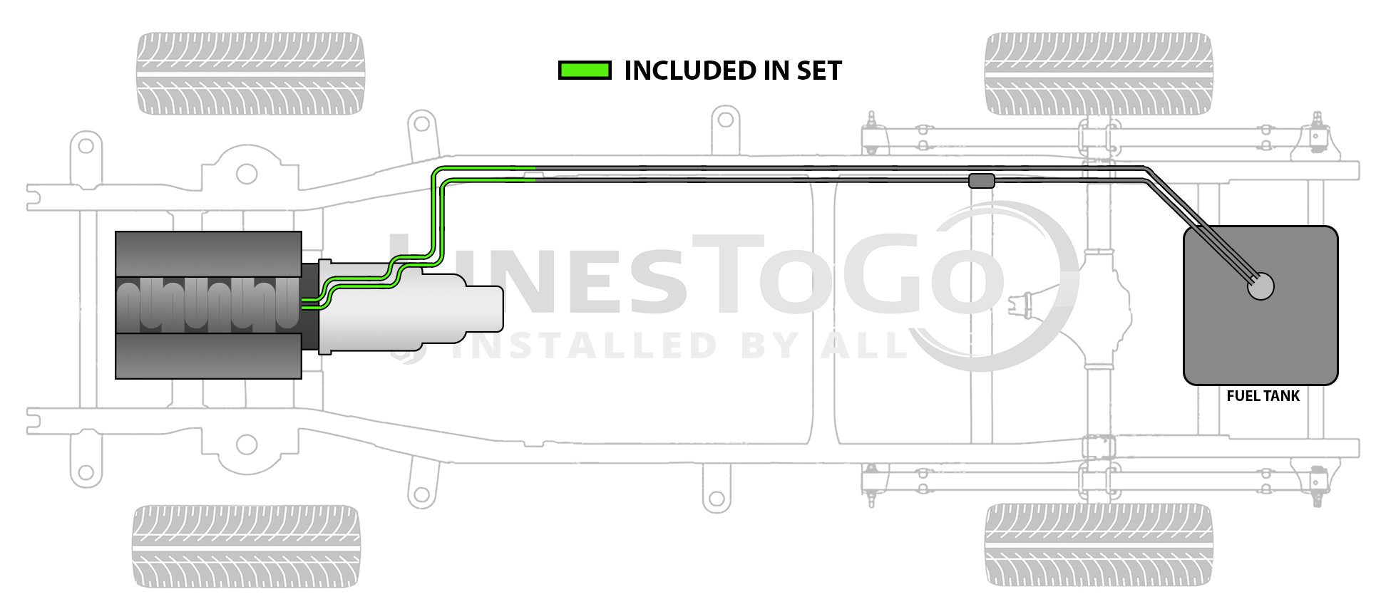 Ensemble de conduites de carburant avant pour camion GMC V2500 1987, cabine standard/double, caisse de 8 pieds, 4 roues motrices, 4,8 L, FL398-B11A