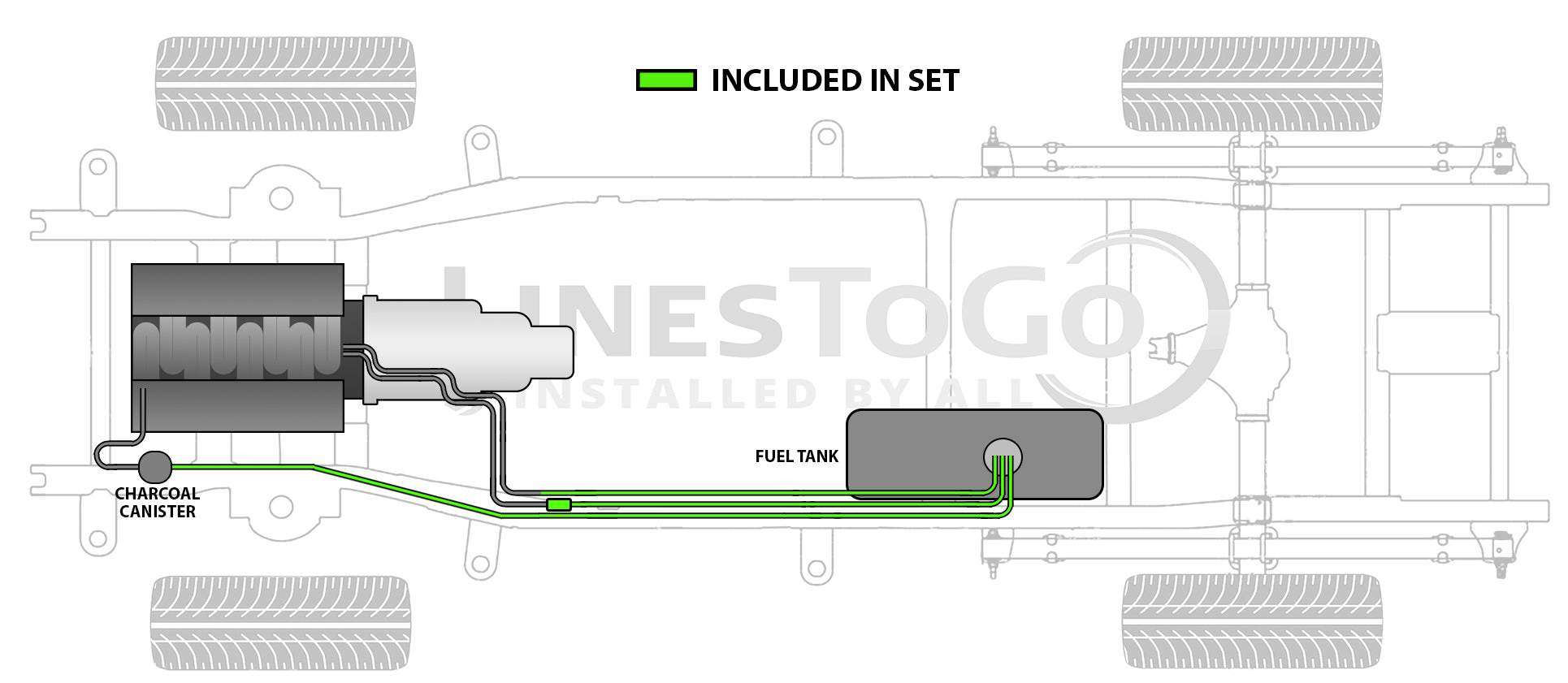 Juego de tuberías de combustible traseras para camioneta Chevy modelo 1990, cabina regular, caja de 8 pies, tracción en 2 ruedas, 4,3 l, gasolina FL400-A1A