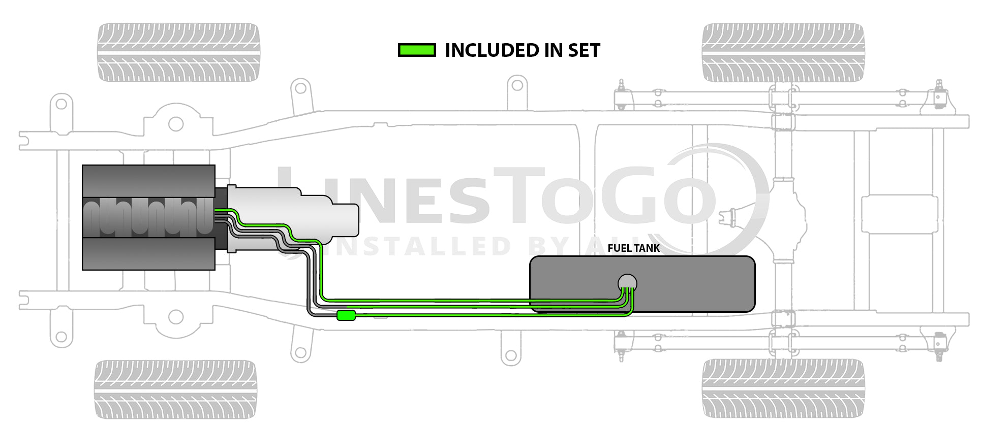 Chevy Truck Rear Fuel Line Set 1994 Ext Cab 6.5 ft Bed 4WD 4.3L Gas FL400-V1E