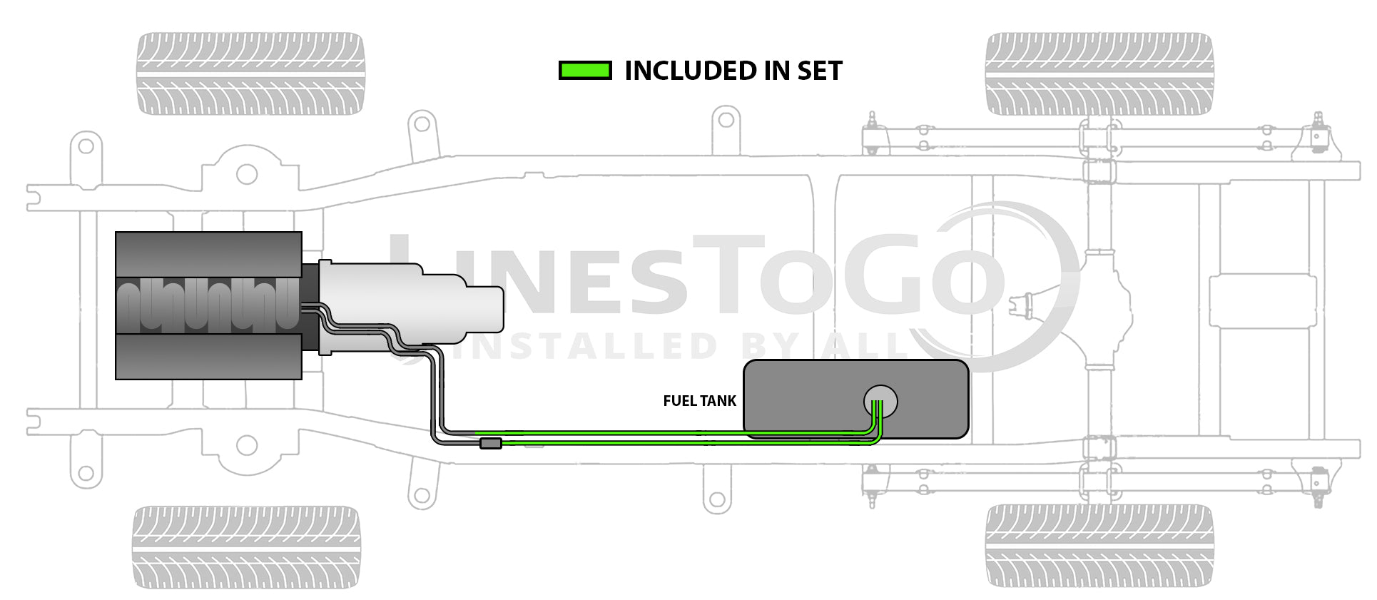 Ensemble de conduites de carburant arrière pour camion Chevy 1999, cabine allongée, lit de 6,5 pi, 4 roues motrices, diesel FL400-WD1D