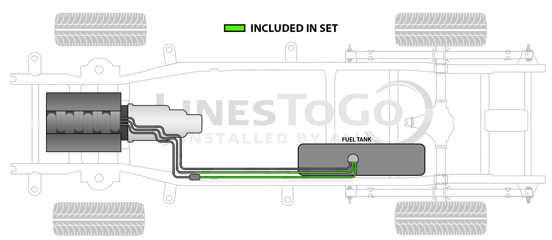 Chevy Truck Rear Fuel Line Set 1989 Ext Cab 8ft Bed 4WD Diesel FL400-XD1B