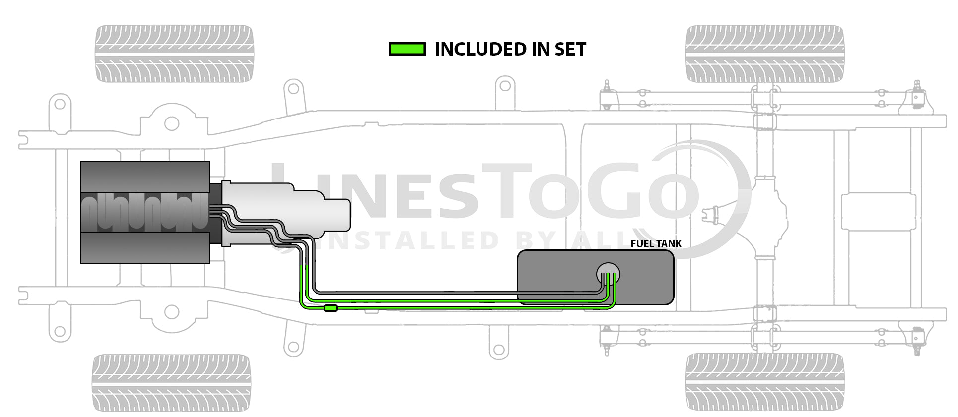 Chevy S10 Pickup Rear Fuel Line Set 1991 Reg Cab 6ft Bed 4.3L FL425-K1A