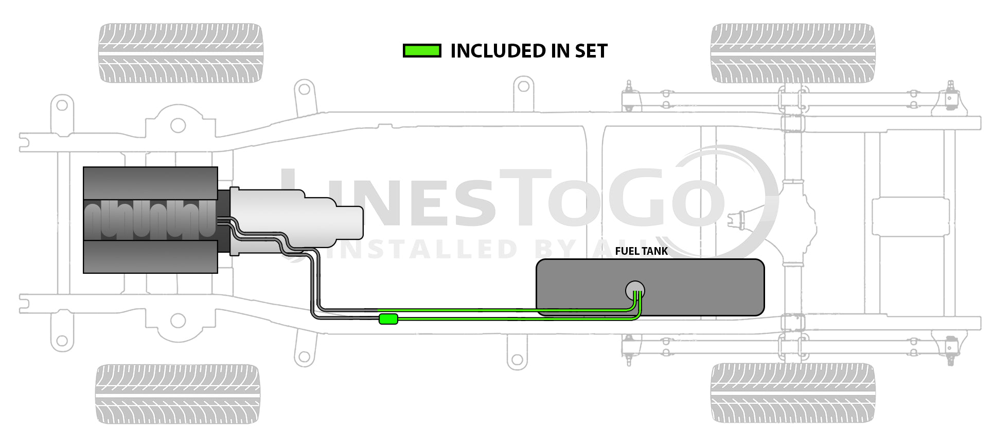 Oldsmobile Bravada Rear Fuel Line Set 1994 4 Door w/o 90° Bent Supply Line @ Front Connection FL441-B3C Set