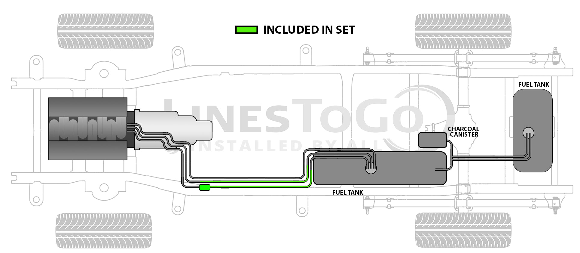 GMC C2500/3500 Intermediate Fuel Line Set 2000 Reg Cab & Chassis 2WD 131.5" / 141.5" WB 7.4L FL487-A3D