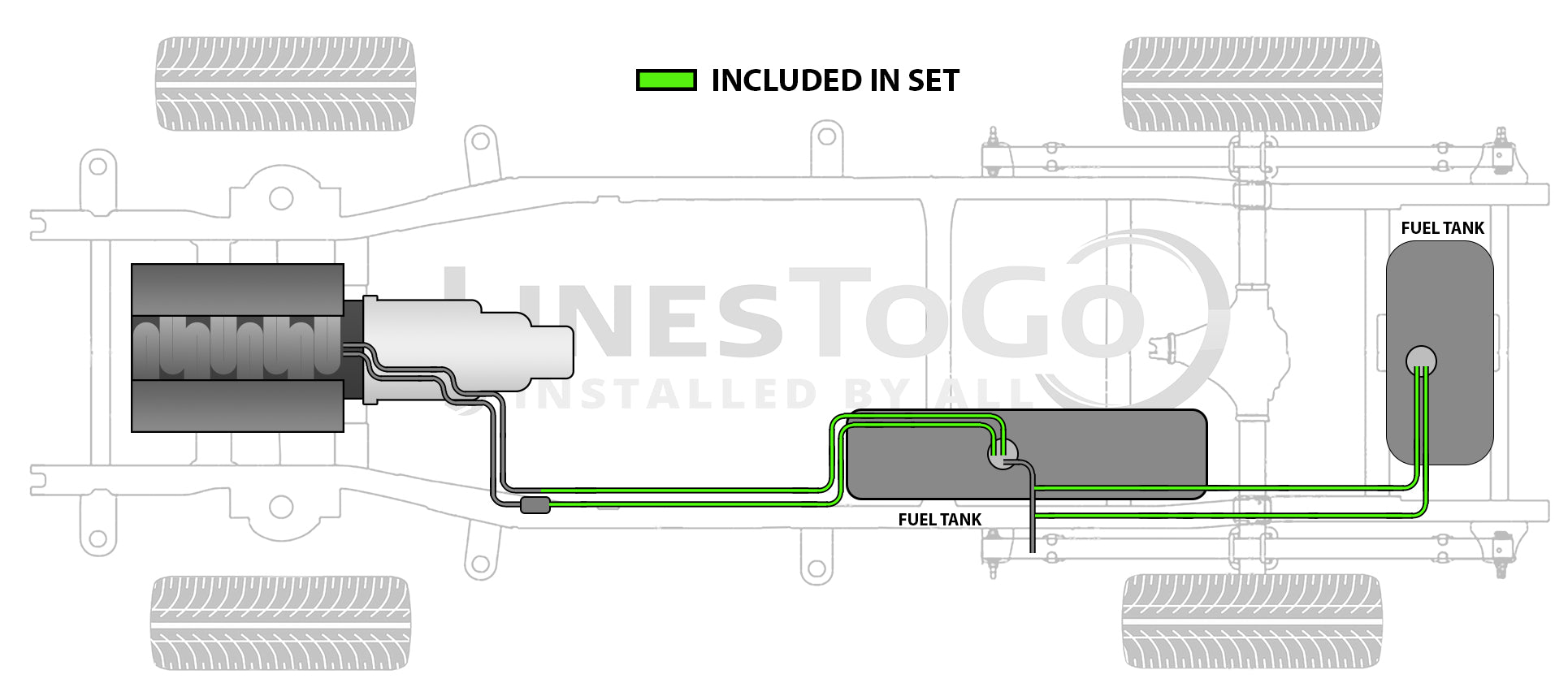 GMC Intermediate & Rear Fuel Line Set 1995 C3500 2WD Reg Cab 135.5" WB 5.7L FL487-C2D