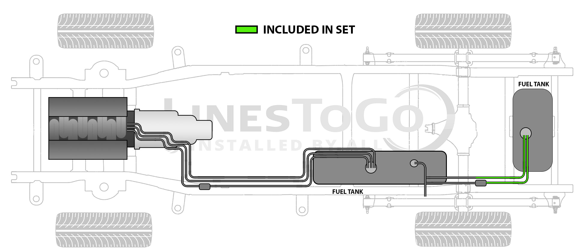 GMC Intermediate Fuel Line Set 1992 C3500 Reg Cab 135.5" WB 7.4L FL487-F2E