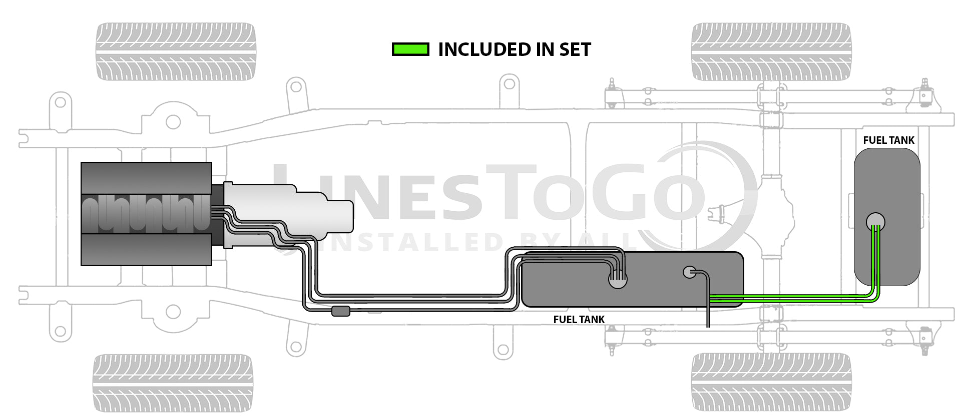 Ensemble de conduites de carburant auxiliaires pour Chevrolet Silverado 2009 Ext Cab, Cab &amp; Chassis 161,5" WB 8,1L FL489-D2I