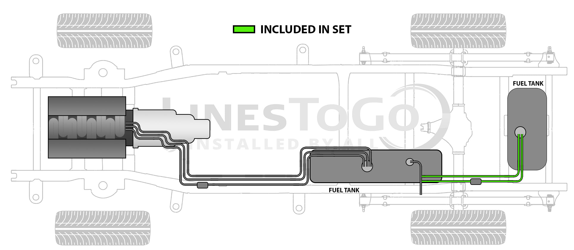 Chevy Truck Auxiliary Fuel Line Set 2000 3500 Reg Cab, Cab & Chassis 159.5" WB 7.4L FL489-E4F