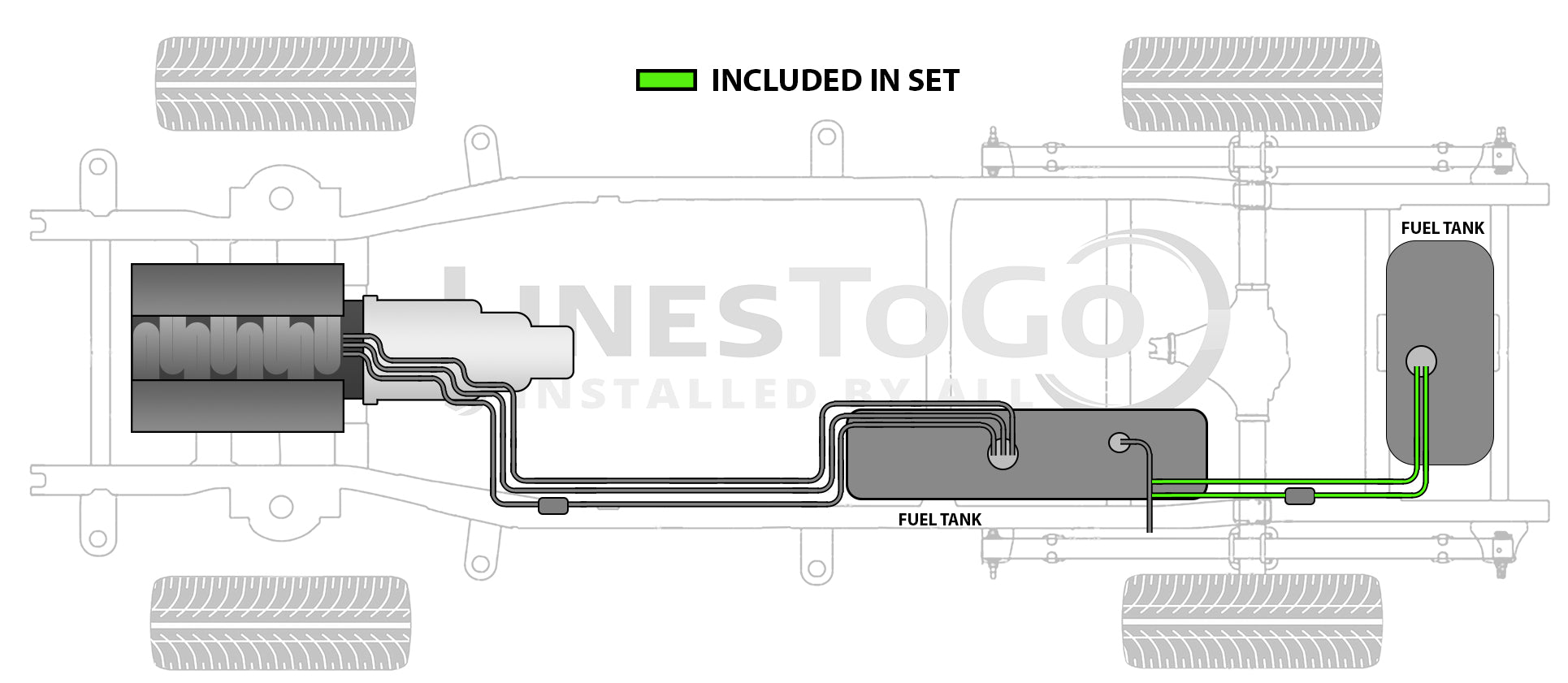 Chevy Truck Auxiliary Fuel Line Set 1997 3500 Reg Cab & Chassis 159.5" WB 7.4L FL489-E4H