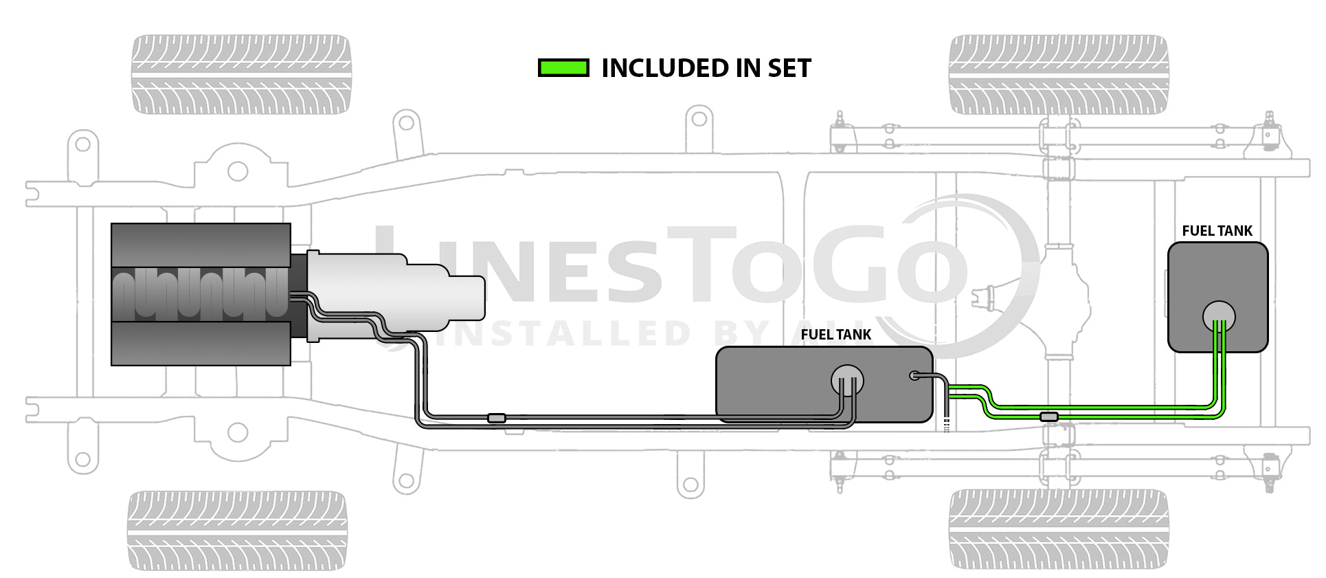 Ensemble de conduites de carburant auxiliaires pour camion Chevy 1998 3500 Reg Cab, Cabine et châssis 135,5" WB 5,7L FL489-E1A