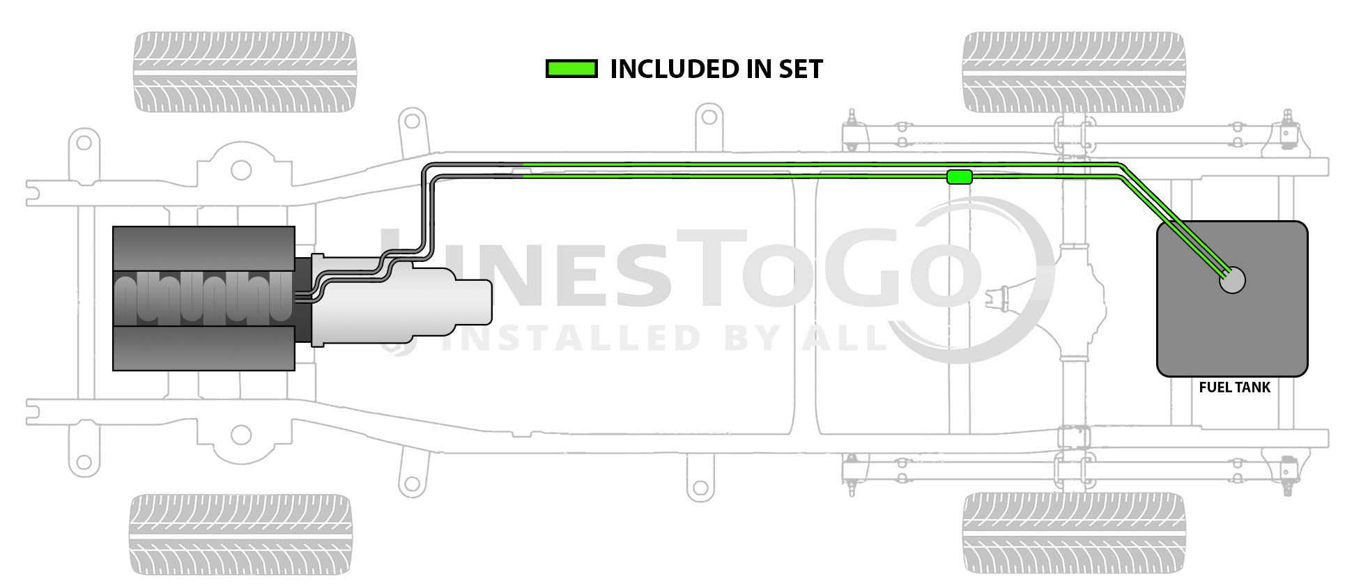 Chevy G Series Van Rear Fuel Line Set 1996 3500 125" WB 7.4L FL499-A3C