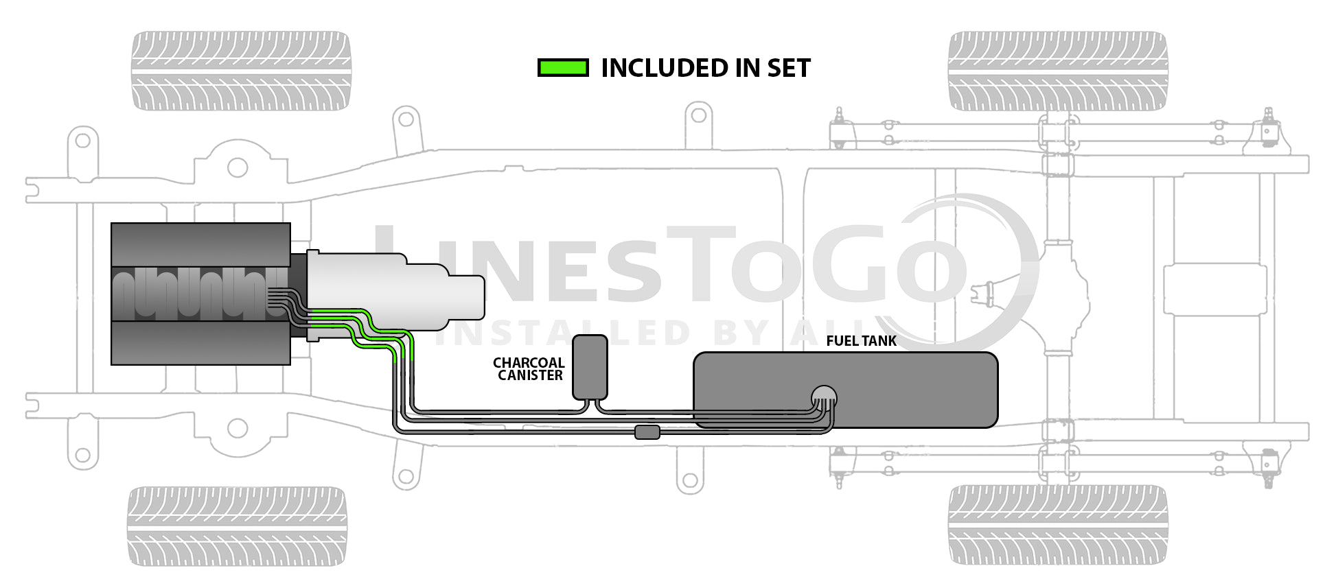 GMC Savana Series Van Cutaway RV/Commercial 3500 Fuel Line Set 2000 7.4L 139" WB FL499-H2F