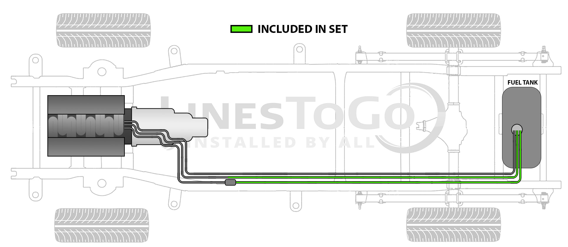 GMC Suburban Rear Fuel Line Set 1996 K1500/2500 4WD Diesel FL507-DD2C