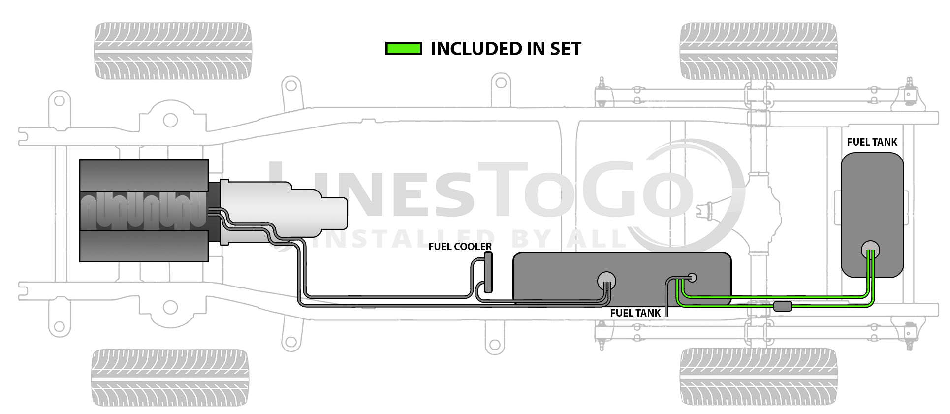 Chevy Silverado Auxiliary Fuel Line Set 2005 C/K Reg Cab, Cab & Chassis 161.5" WB 6.6L Diesel w/Engine Code LLY, LBZ FL588-H1B