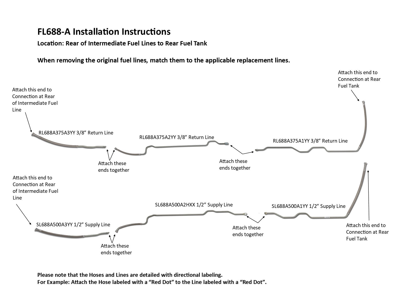 GMC TopKick Rear Fuel Line Set 2008 C4500/5500 6.6L FL688-A2C