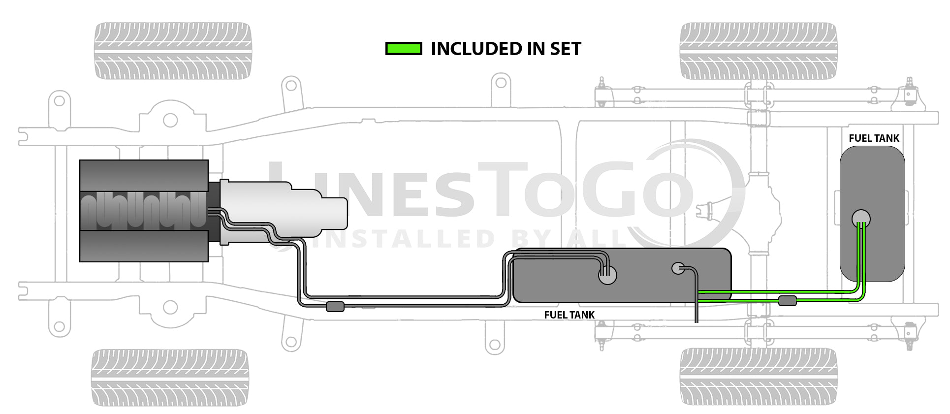 GMC TopKick Auxiliary Fuel Line Set 2009 C4500/5500 w/Auxiliary Tank RPO Code NG6 8.1L Gas FL688-B2N