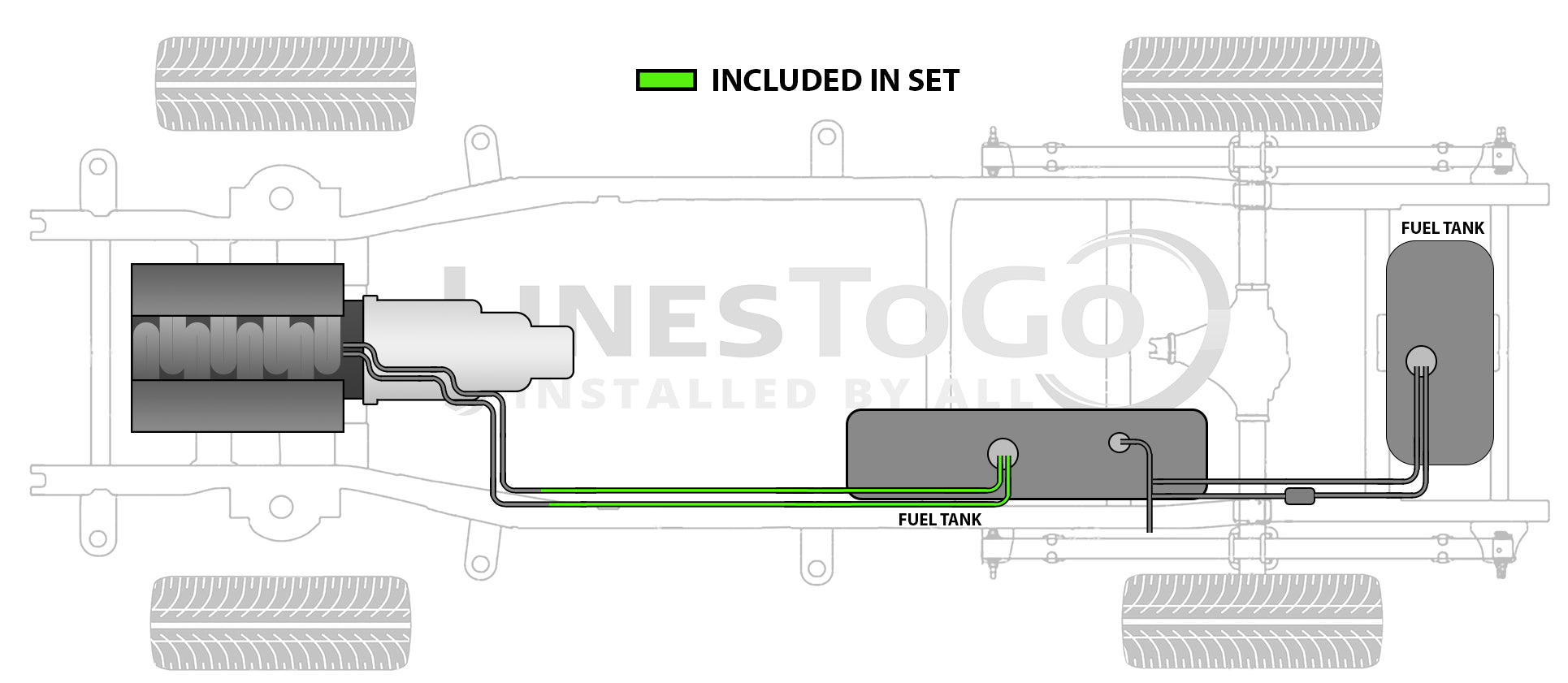 Chevy Kodiak Intermediate Fuel Line Set 2004 C4500/5500 w/188" WB FL688-C1B