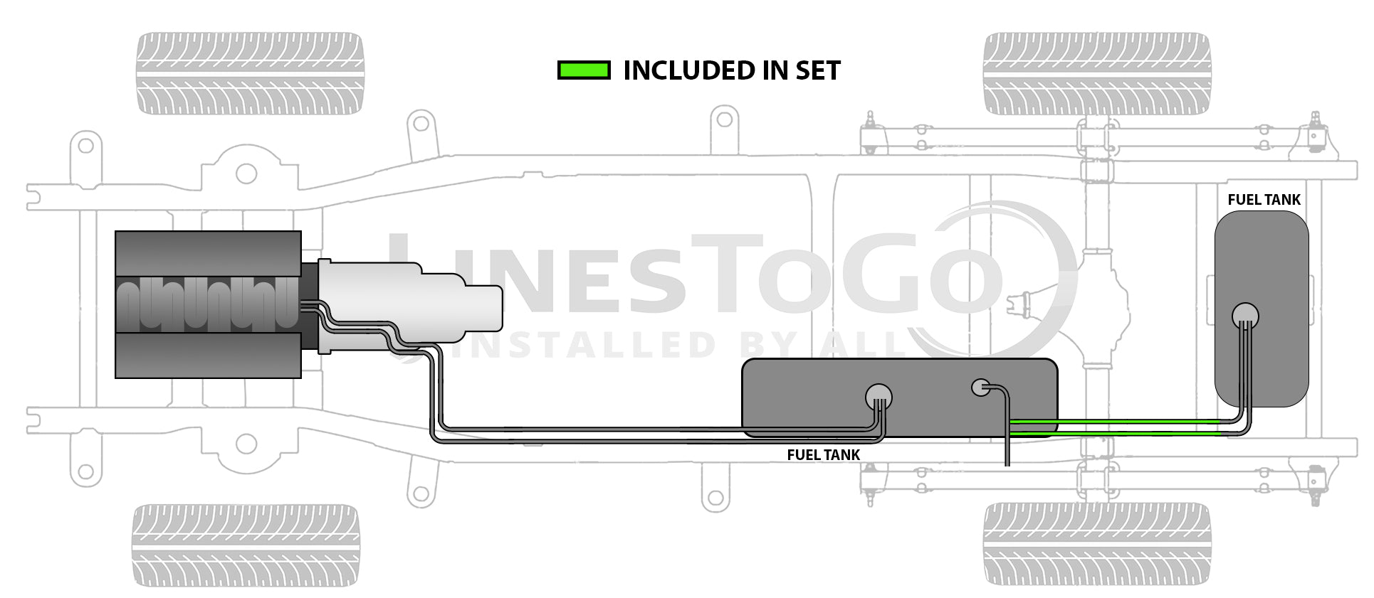 Chevy Kodiak Intermediate Fuel Line Set 2007 C4500/5500 w/152" WB & RPO Code EG9 w/Rear Mount Tank Only FL688-H1A