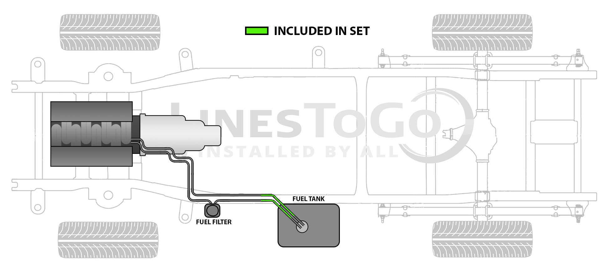 Chevy Kodiak Intermediate Fuel Line Set 2009 C6500/7500/8500 7.2L FL688-N2F