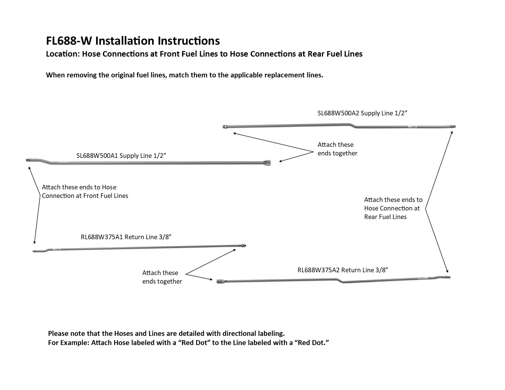 GMC TopKick Intermediate Fuel Line Set 2007 C4500/C5500 w/165.5" WB 6.6L FL688-W2B