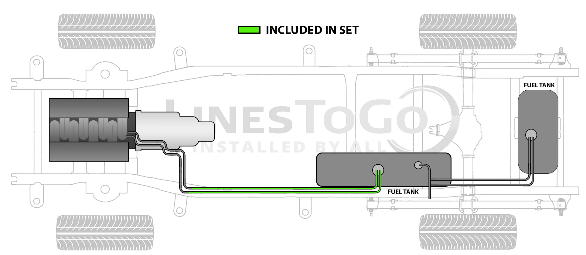 Juego de tuberías de combustible intermedias TopKick para GMC 2008 C4500/5500 Reg Cab con WB de 176", 6,6 L FL688-Y2E