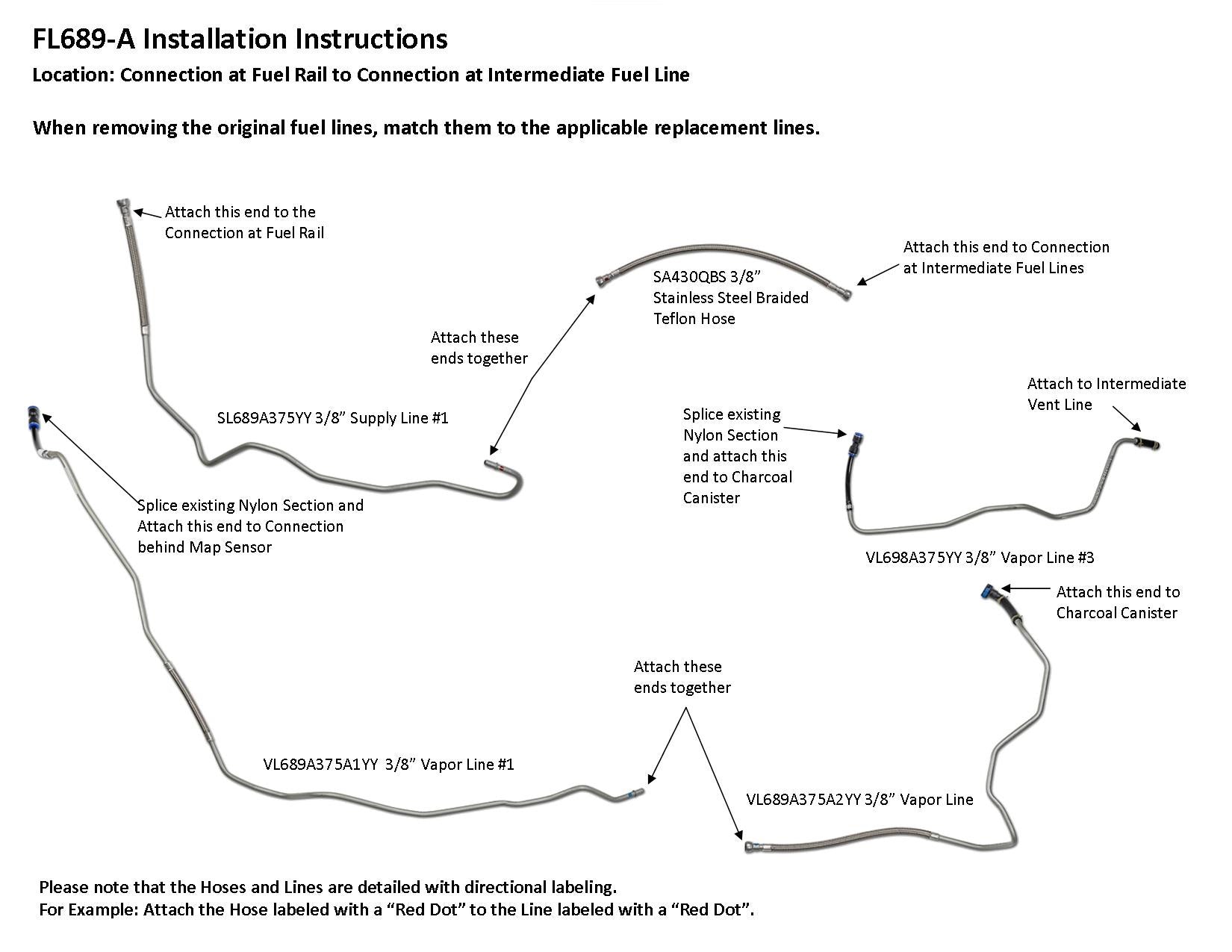 GMC TopKick Front Fuel Line Set 2006 C4500/5500 8.1L FL689-A2A