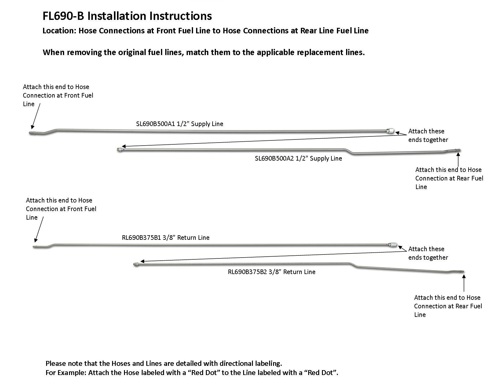 GMC TopKick Intermediate Fuel Line Set 2008 C4500/5500 Reg Cab w/206" WB 6.6L FL690-B2C