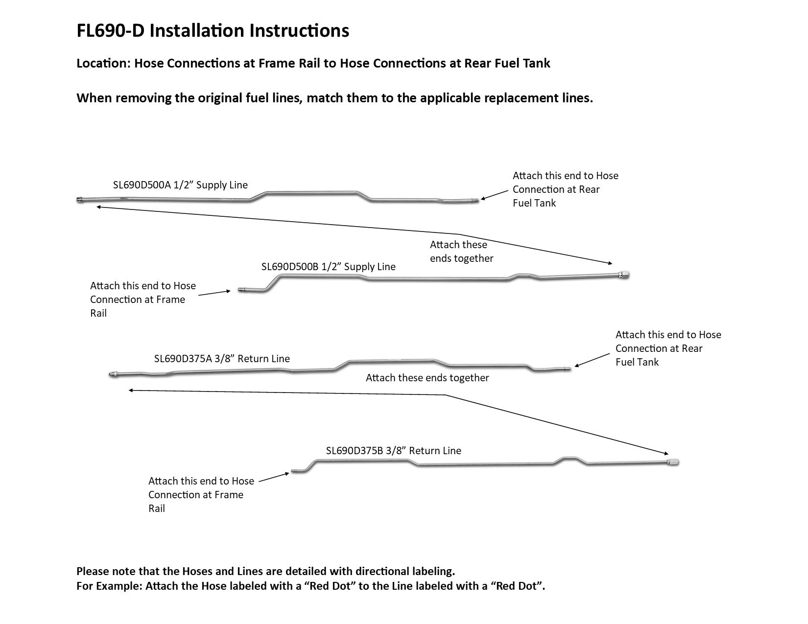 GMC TopKick Intermediate Fuel Line Set 2004 C4500/5500 Reg Cab w/183.5" WB 6.6L FL690-D2B