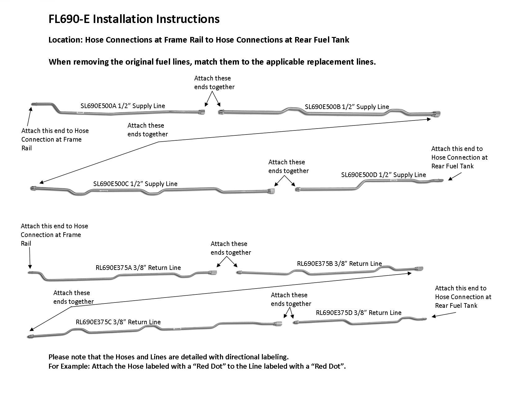 GMC TopKick Intermediate Fuel Line Set 2005 C4500/5500 Reg Cab w/217" WB 6.6L FL690-E2C