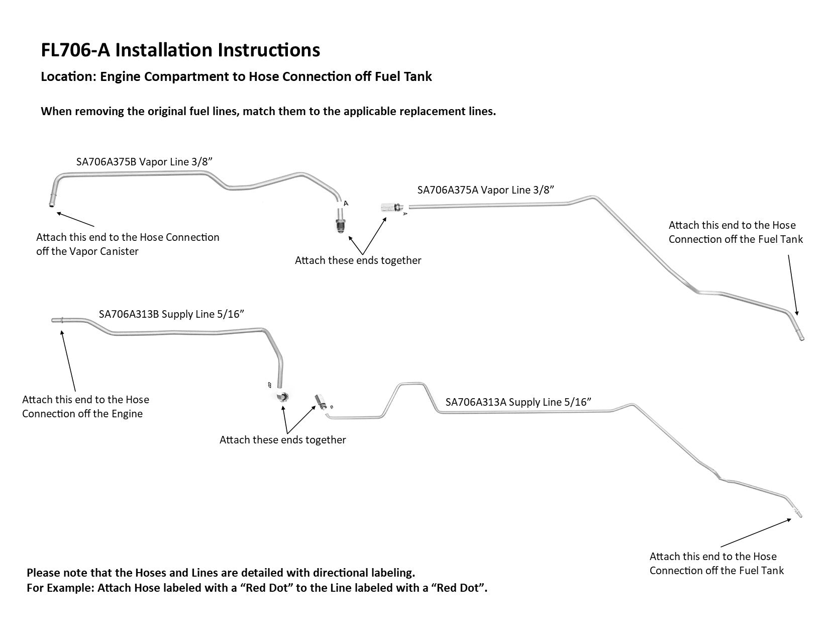 Dodge Caravan Fuel Line Set 1999 113" WB 2WD 3.3L FL706-A1H