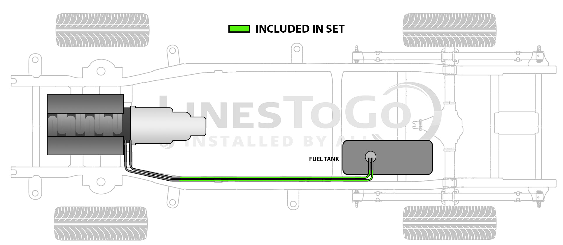 Ensemble de conduites de carburant arrière pour Dodge Ram Pick Up 1989 D/W 250/350 2WD et 4WD Reg Cab 8ft Bed 5.9L Diesel 131" WB FL709-A1A