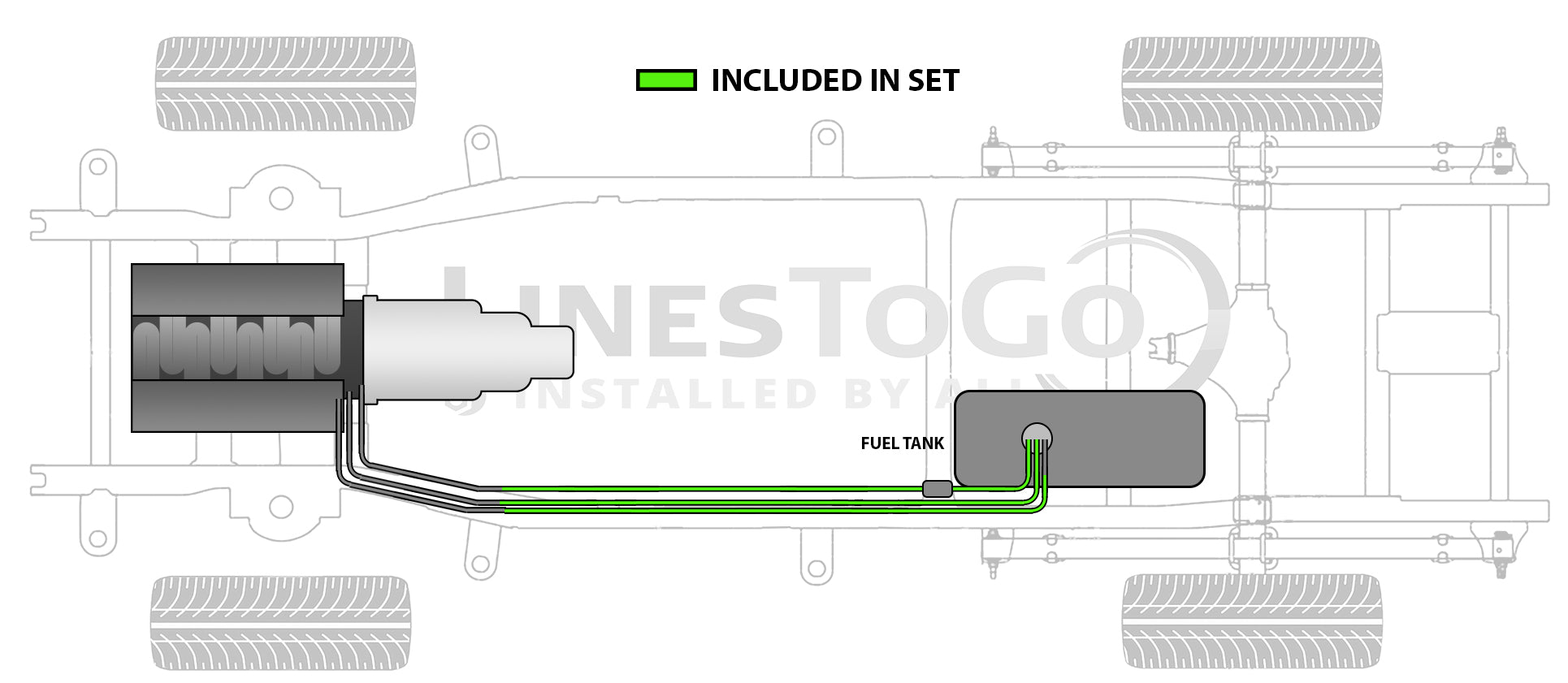 Dodge Ram Pick Up Rear Fuel Line Set 1992 250 Reg Cab 8ft Bed 5.9L Gas FL709-C2F