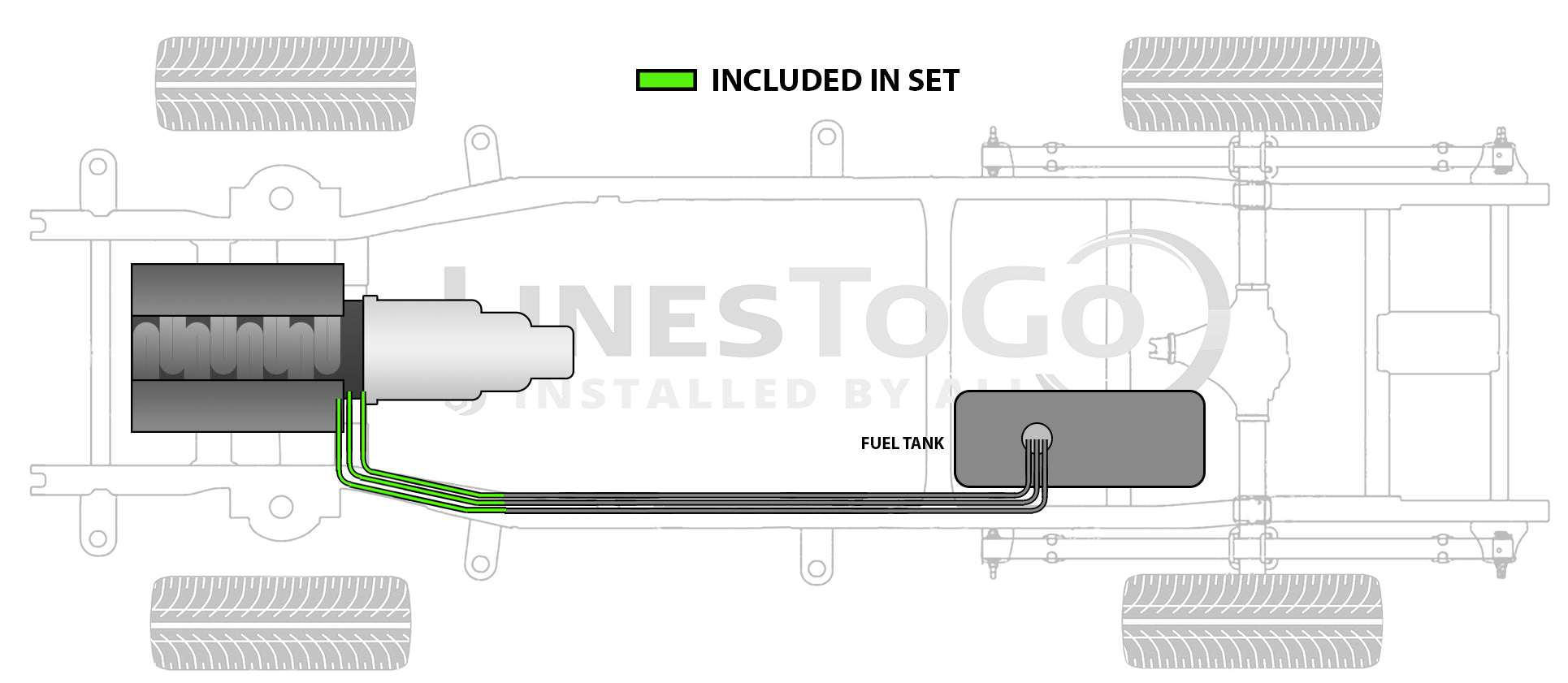 Dodge Ram Pick Up Front Fuel Line Set 1993 150/250/350 Reg Cab 6.5 ft & 8 ft box 5.9L Gas FL709-G1H