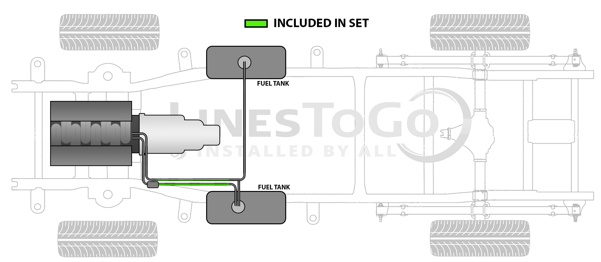 GMC TopKick Intermediate Fuel Line Set 2007 C6500/7500/8500 w/RPO Code NNQ 8.1L FL788-C2B