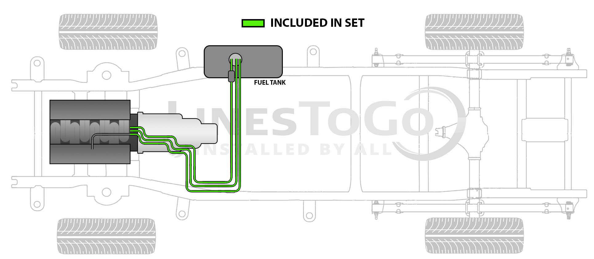 Ensemble de conduites de carburant avant pour Chevy Kodiak 2000 C6500/7500 Reg Cab 229" WB 7.4L FL788-E2B