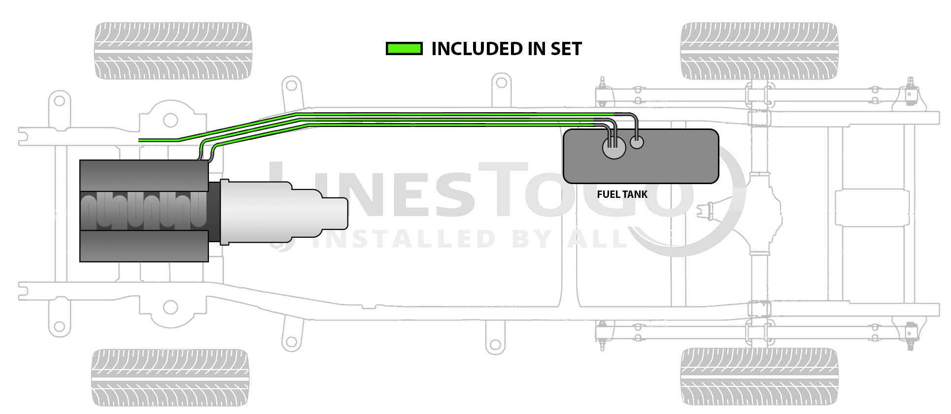 Juego de tuberías de combustible para Toyota Tacoma 1998 RWD PreRunner Xtracab 3.4L SS1206-4A Acero inoxidable