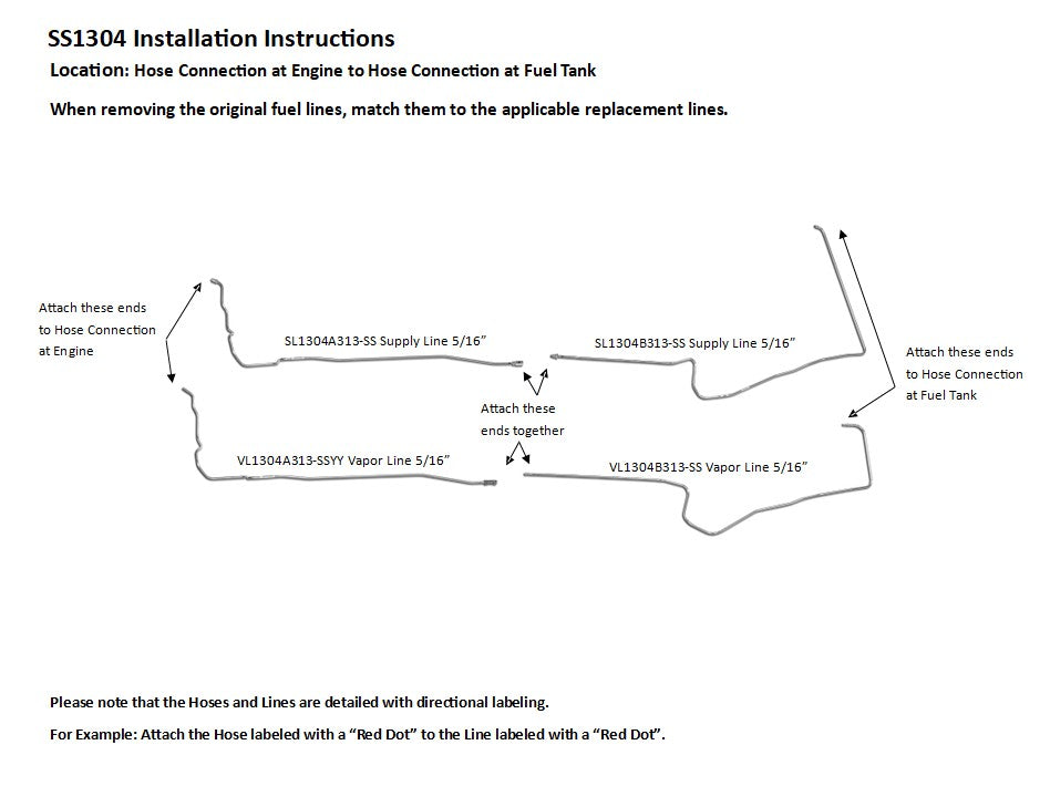 Hyundai Sonata Fuel Line Set 2006 2.4L SS1304-1F Stainless Steel