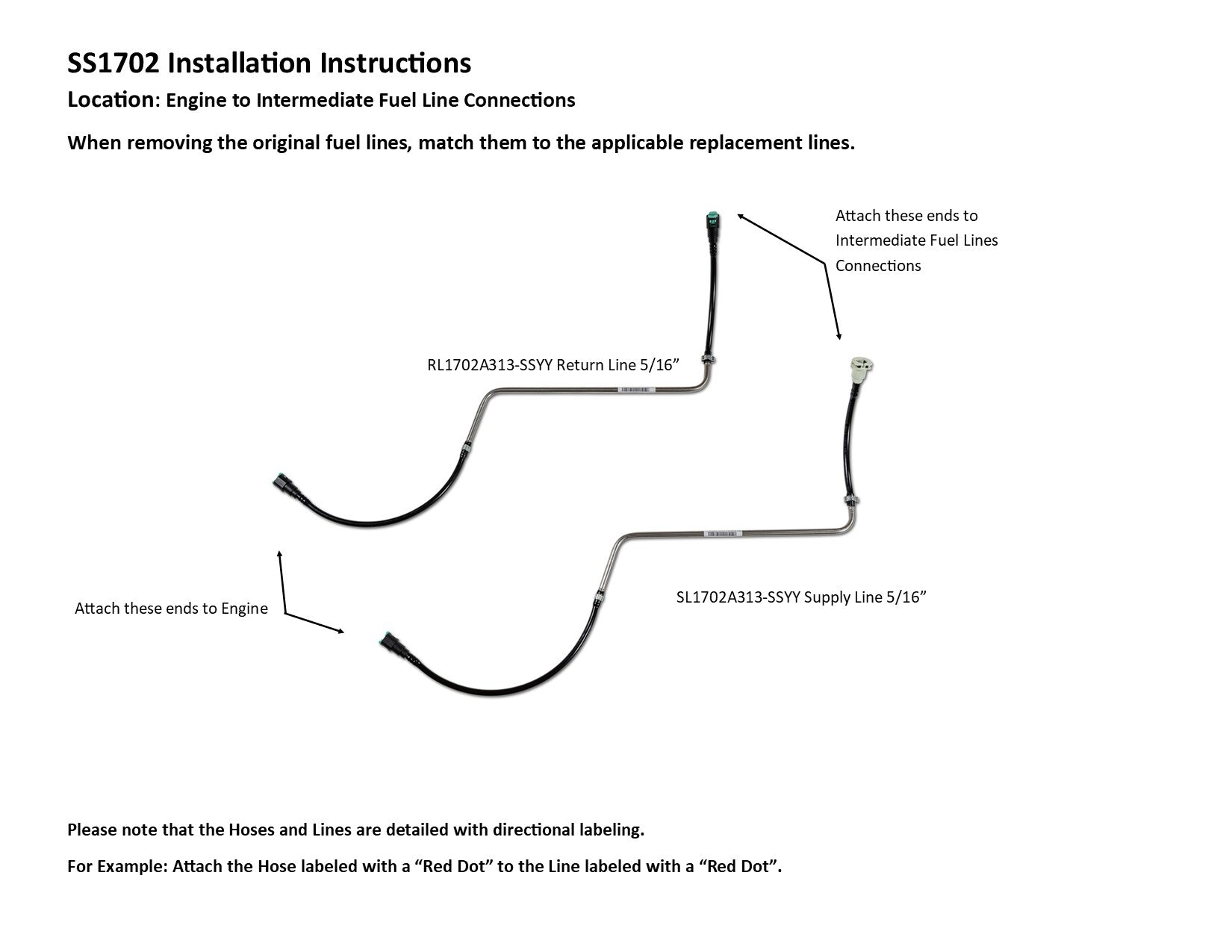 Ensemble de conduites de carburant EZ Install pour Chevy Silverado 2000 1500 Exc. HD, cabine allongée 4,8 L Non Flex Fuel SS888-G1A Acier inoxydable