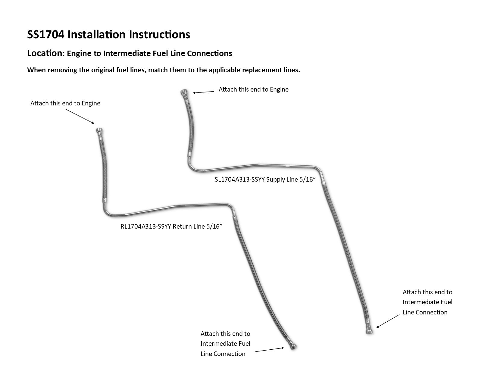 Juego de líneas de combustible de fácil instalación para Chevy Silverado 2000 1500 Exc. HD, cabina extendida 4.8L Combustible no flexible SS888-G1A Acero inoxidable