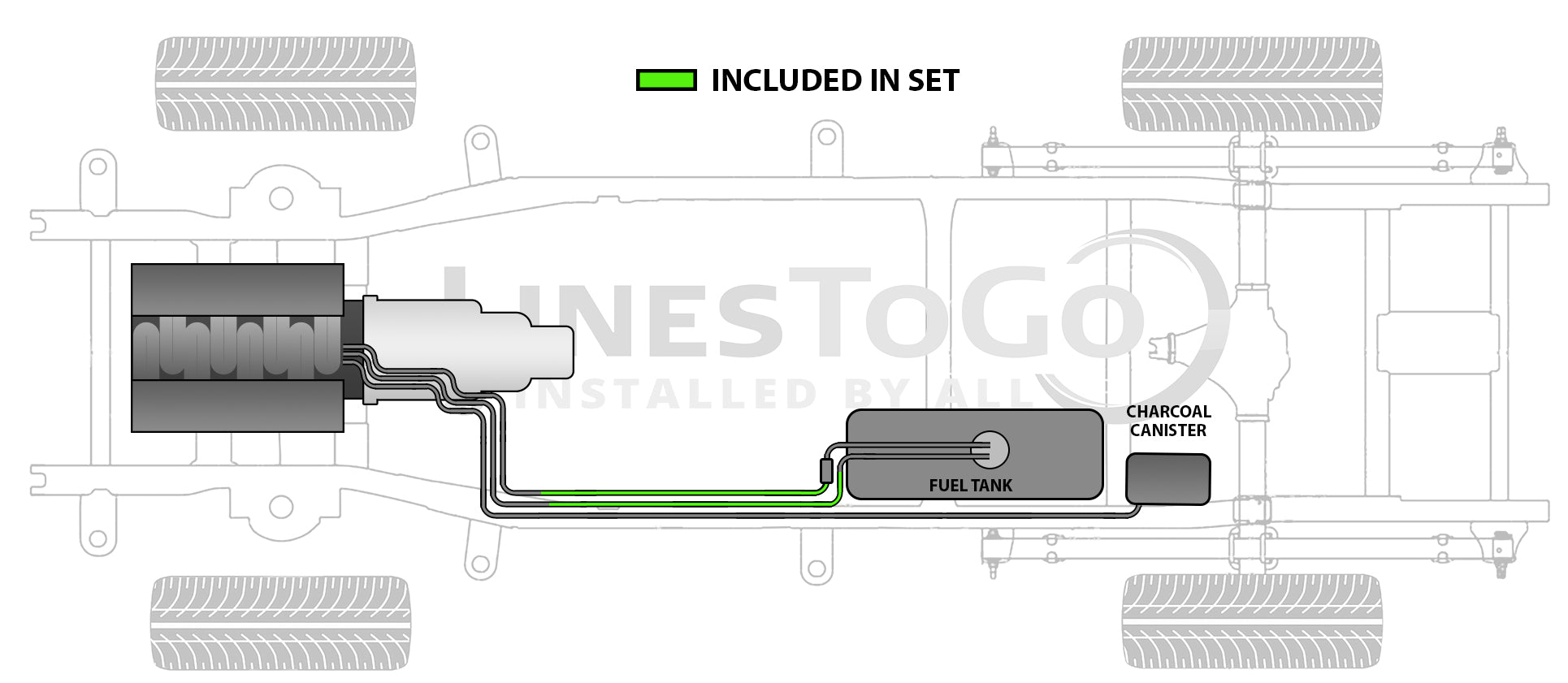 Chevy Colorado Rear Fuel Line Set 2004 Crew Cab 5ft Bed 3.5L SS210-B1B Stainless Steel