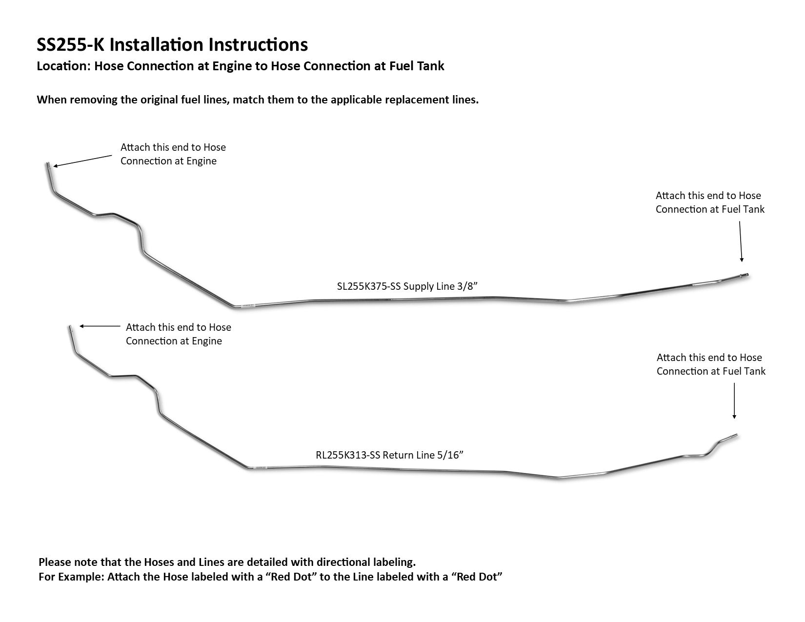 Pontiac G8 Fuel Line Set 2008 3.6L SS255-K1A Stainless Steel