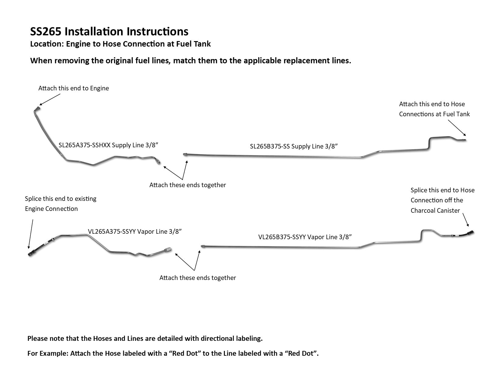 Buick Lucerne Fuel Line Set 2008 4.6L SS265-1C Stainless Steel