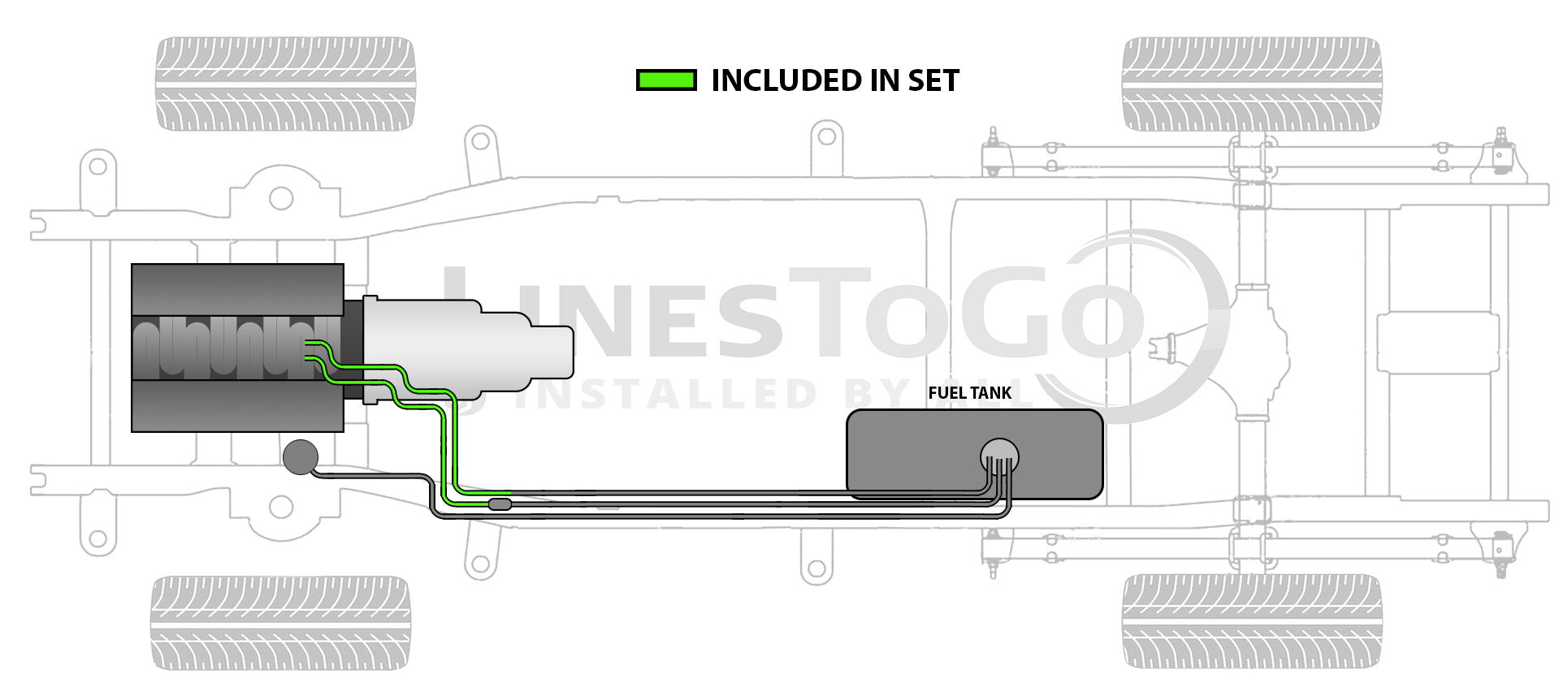 GMC Truck Front Fuel Line Set 1993 C1500/2500/3500 Reg Cab 8ft Bed 7.4L SS309-Q2B Stainless Steel