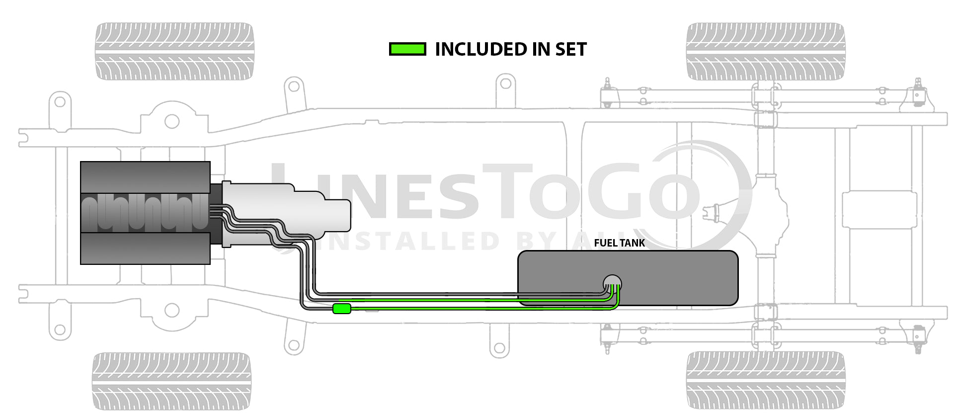 GMC Truck Rear Fuel Line Set 1991 C Series 2WD Reg Cab 6.5ft Bed 5.7L SS400-B2K Stainless Steel
