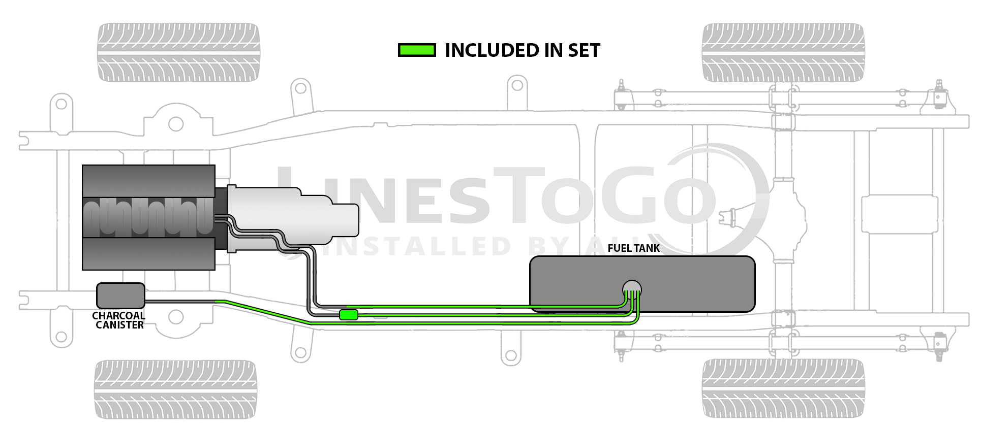 Chevy Truck Rear Fuel Line Set 1993 Ext Cab 6.5 ft Bed 4WD 7.4L Gas SS400-V1R Stainless Steel
