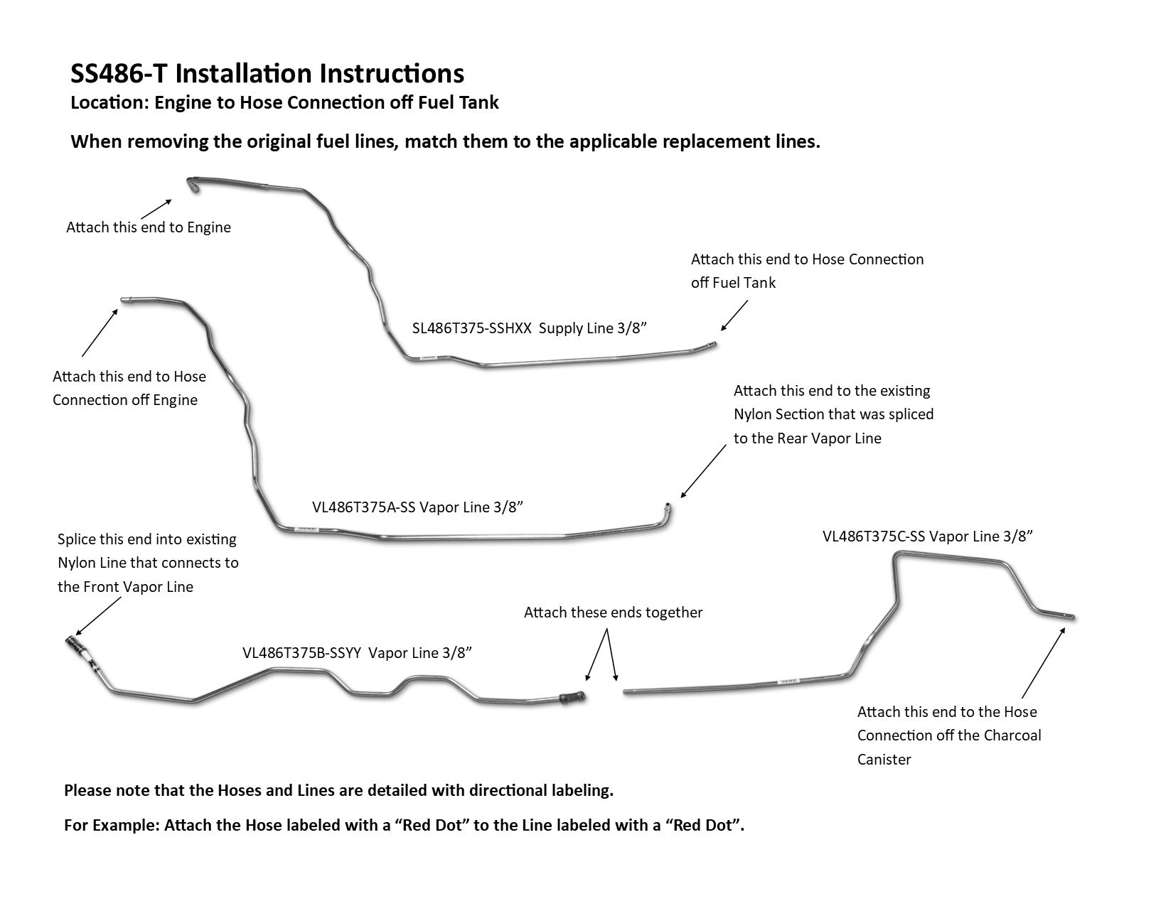 Hummer H3 Fuel Line Set 2006 3.5L SS486-T1A Stainless Steel
