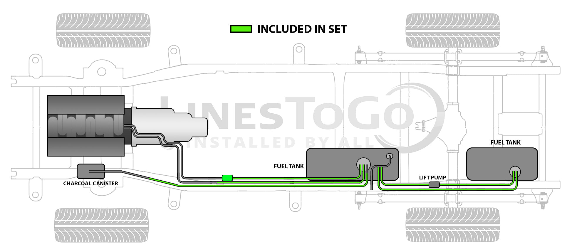 GMC Truck Rear Fuel Line Set 2000 C3500 Reg Cab & Chassis 2WD 159.9" WB 7.4L SS487-H2C