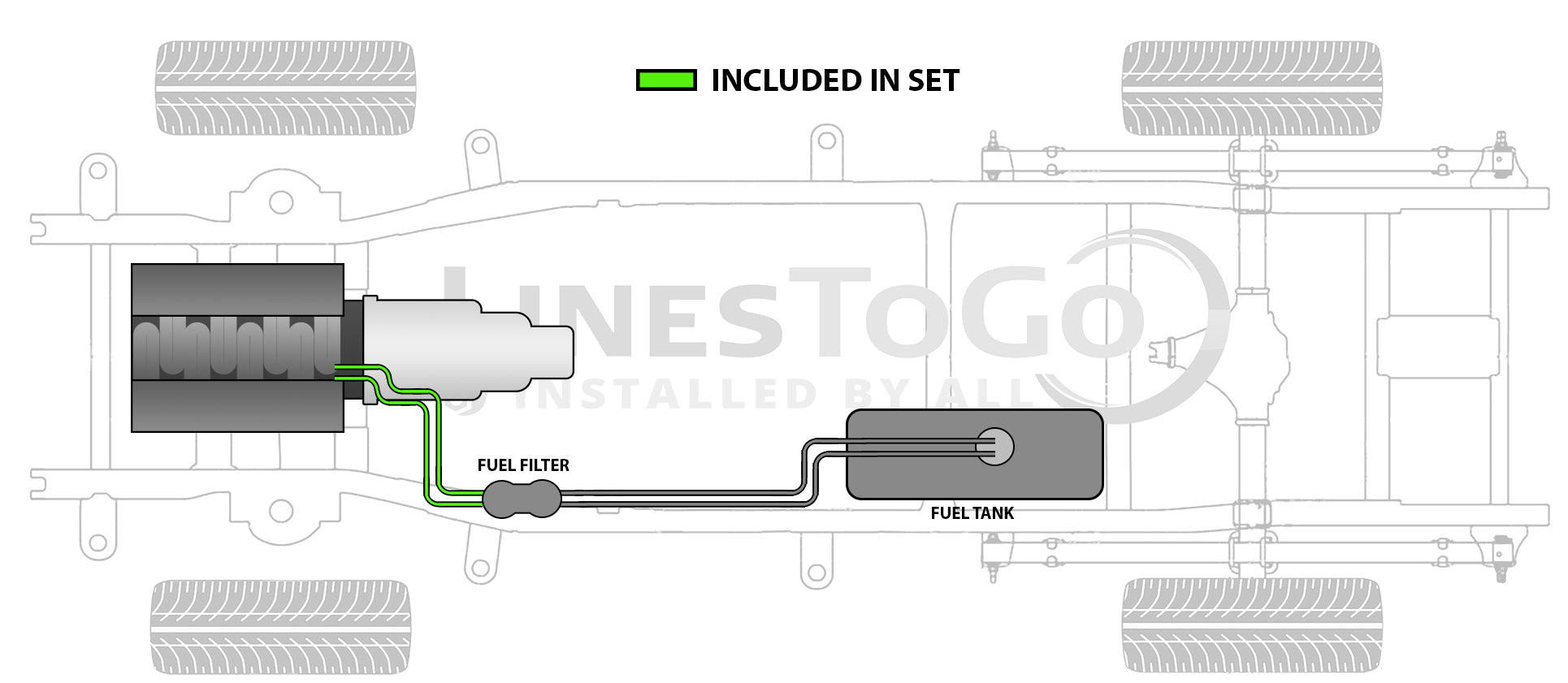 GMC Savana Van Front Fuel Line Set 2012 3500 Regular Cargo 135" WB 6.6L SS499-P6A Stainless Steel