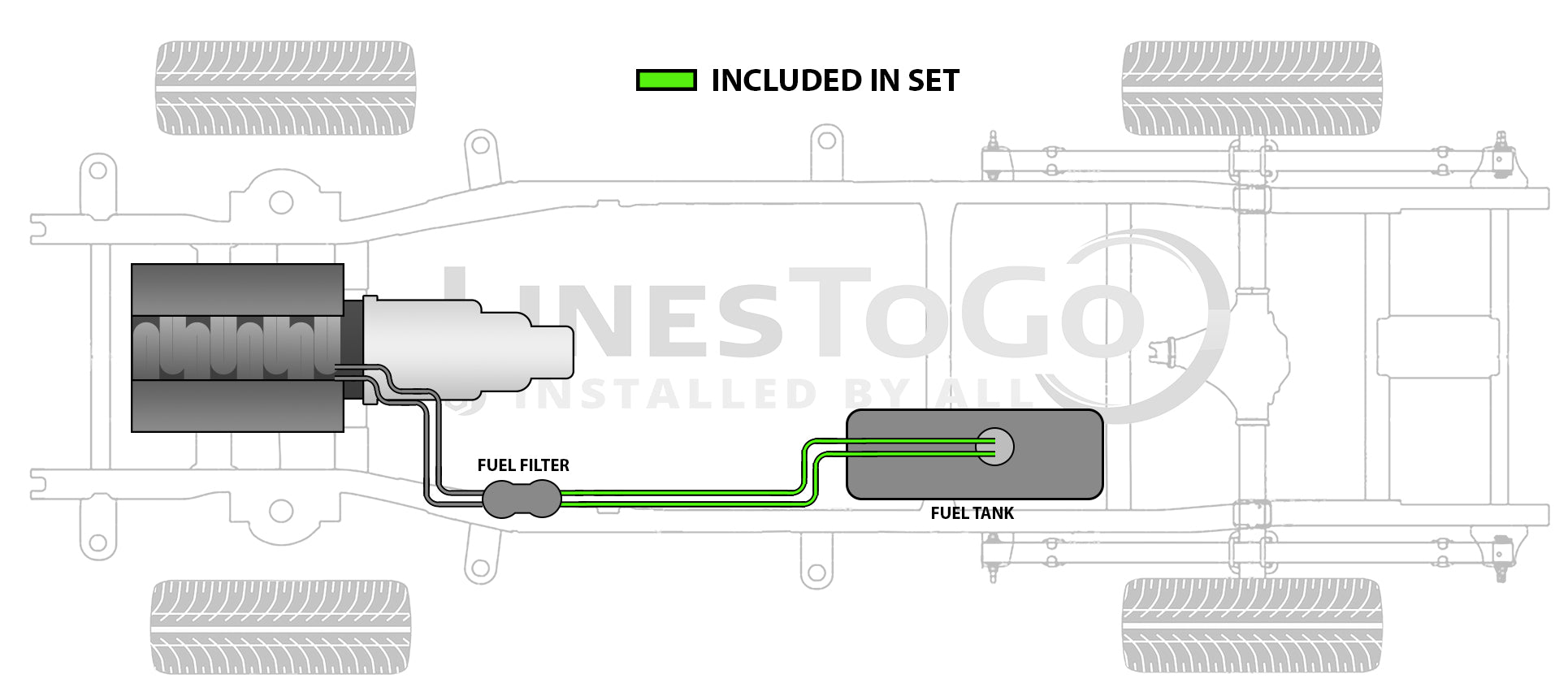 Chevy Express Van Rear Fuel Line Set 2012 3500 Commercial Cutaway Cab 159"WB 6.6L SS499-Q1A Stainless Steel